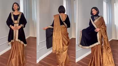 How to Carry Shawl With Saree in Winter Know Shawl Draping Styles