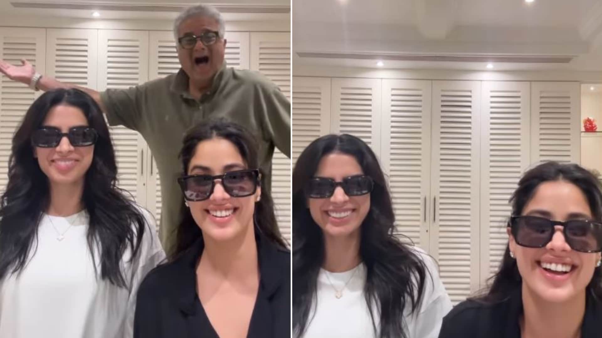 Janhvi Khushi Kapoor Drop Fun Video On Loveyapa Song Boney Kapoor Wins Hearts watch viral