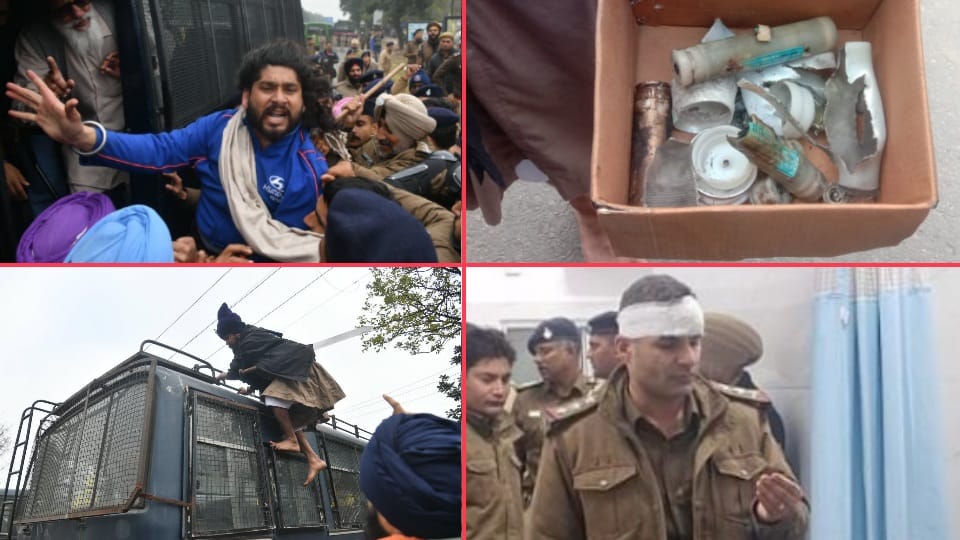 Photos of Clash between quami insaf morcha and police in chandigarh