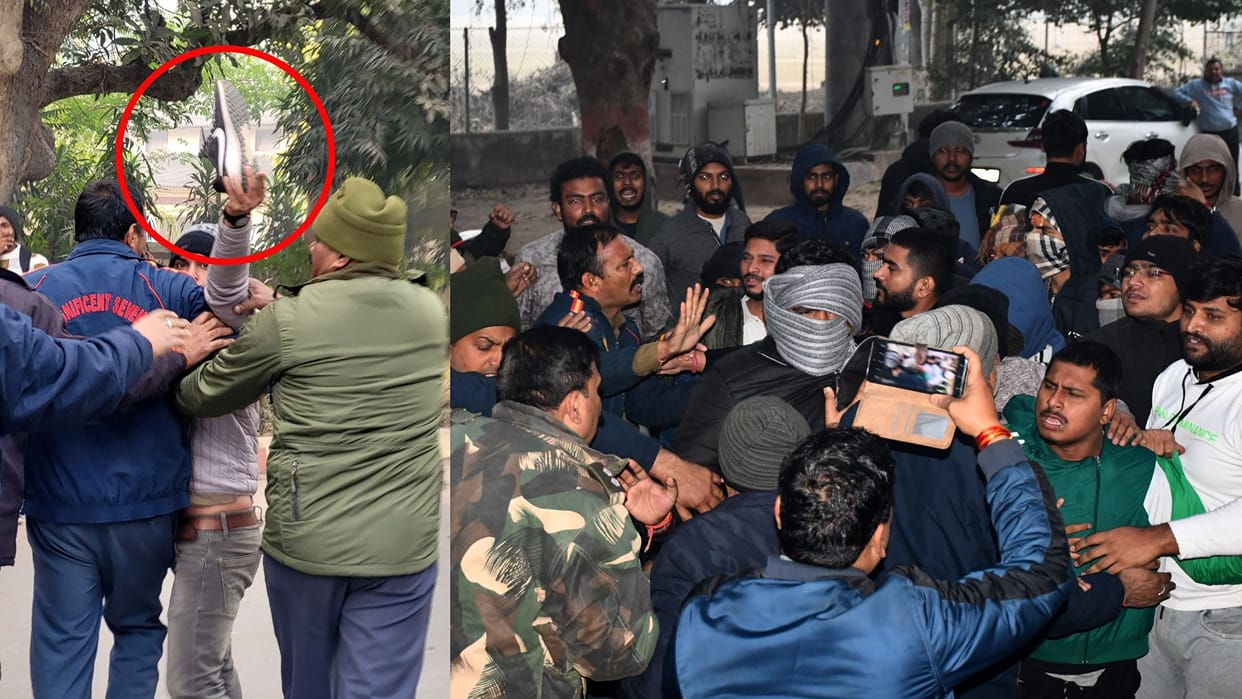 Farewell party at BHU VC house and students protest and showed shoes outside