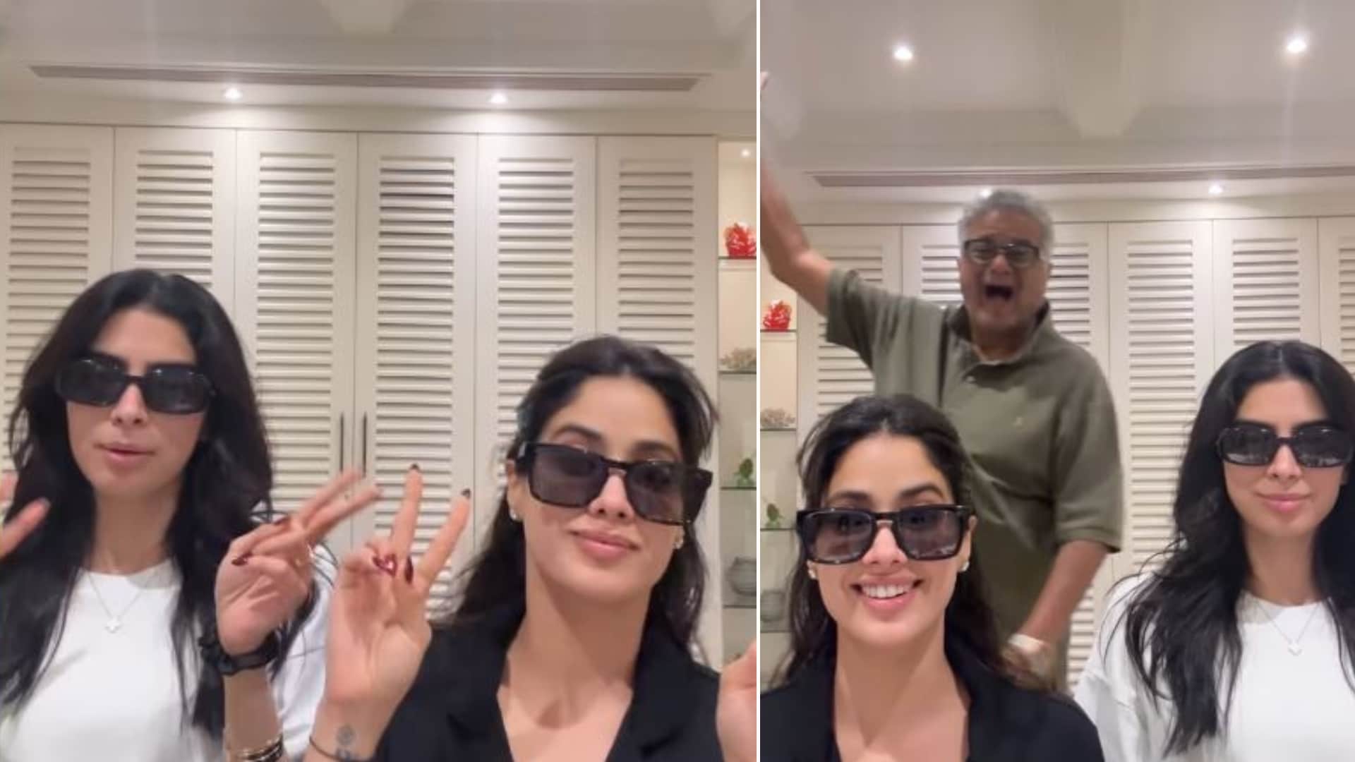 Janhvi Khushi Kapoor Drop Fun Video On Loveyapa Song Boney Kapoor Wins Hearts watch viral