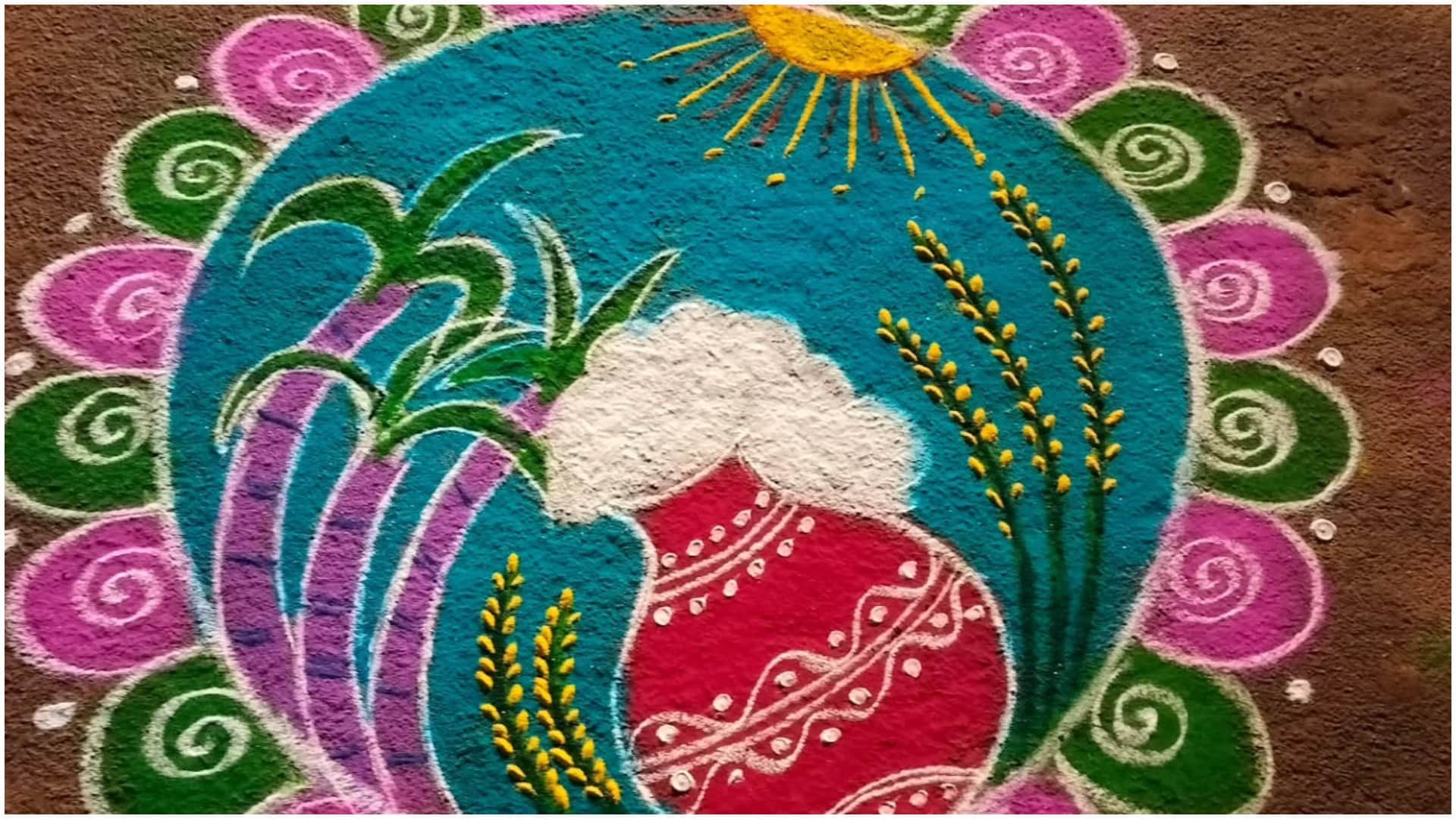 Happy Pongal 2025 Rangoli Designs Ideas Easy Pongal kolam Rangoli Images Disprj