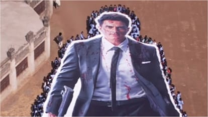 Fateh: 500 kids in Solapur created new record by creating biggest ever 410 Feet cutout of Sonu Sood as tribute