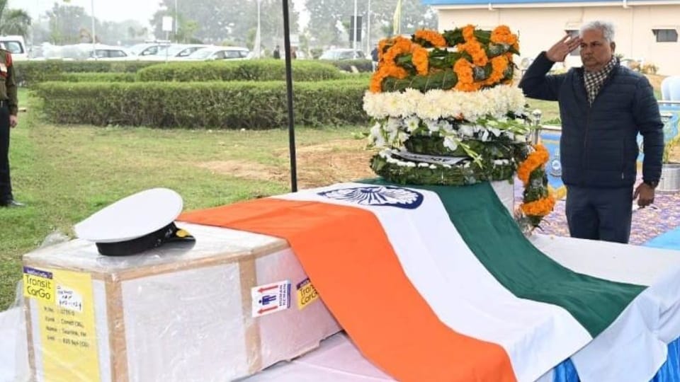 Coast Guard Commandant Saurabh Yadav Emotional Farewell in Prayagraj After Porbandar Helicopter Crash Prayagra