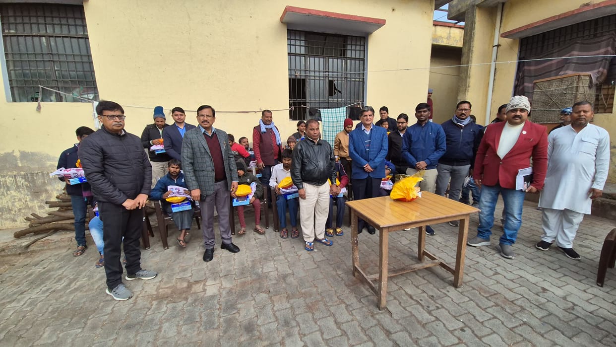 DM visited the blind school distributed warm clothes sweets and other items to the children