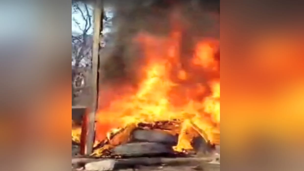 Due to short circuit in the electric wires, the tyres kept in the HRTC workshop caught fire