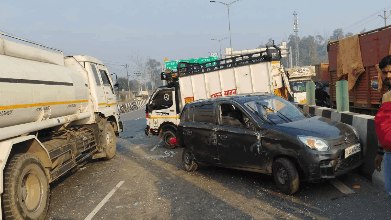 Seven people including two children were injured in collision between a car and a pickup Highway 9