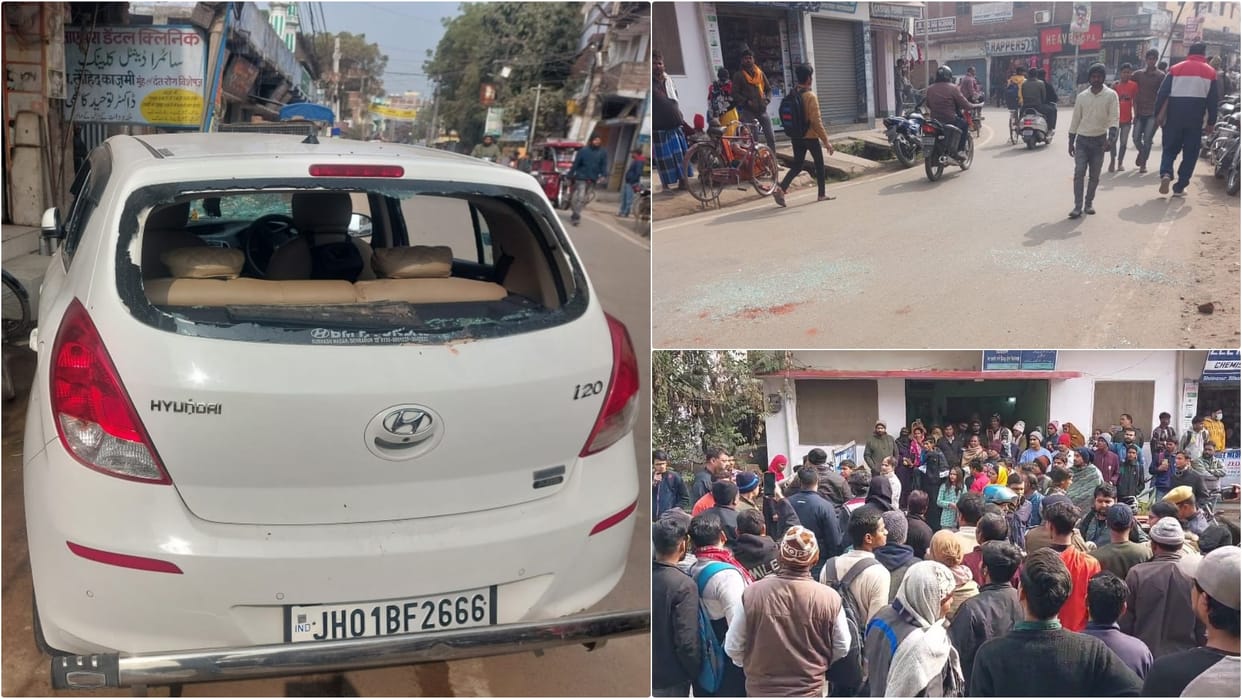 Nalanda Violent clash between 2 parties after car-bike collision people vandalized car scuffle with councilors