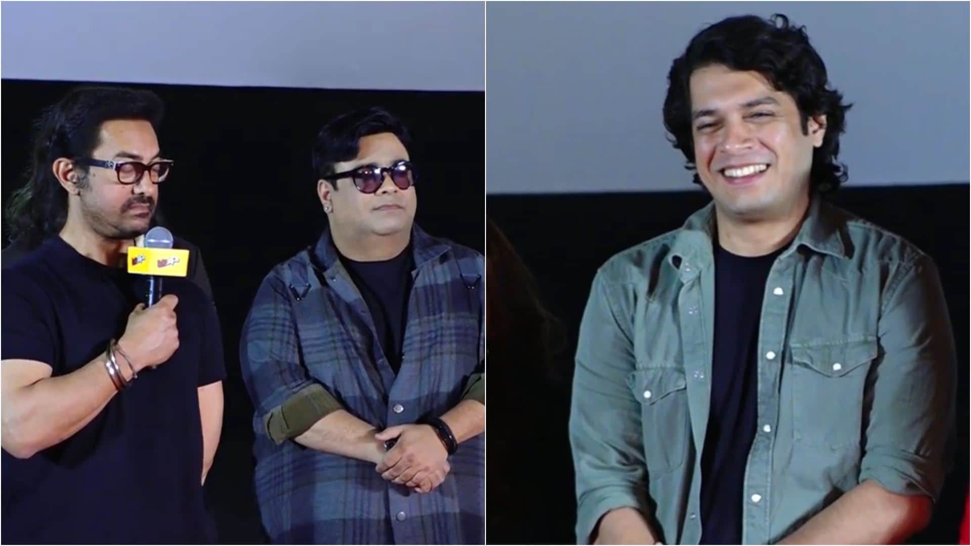 Aamir Khan Junaid Khan Khushi Kapoor Ashutosh Rana Kiku Sharda At The Trailer Launch Of Film Loveyapa