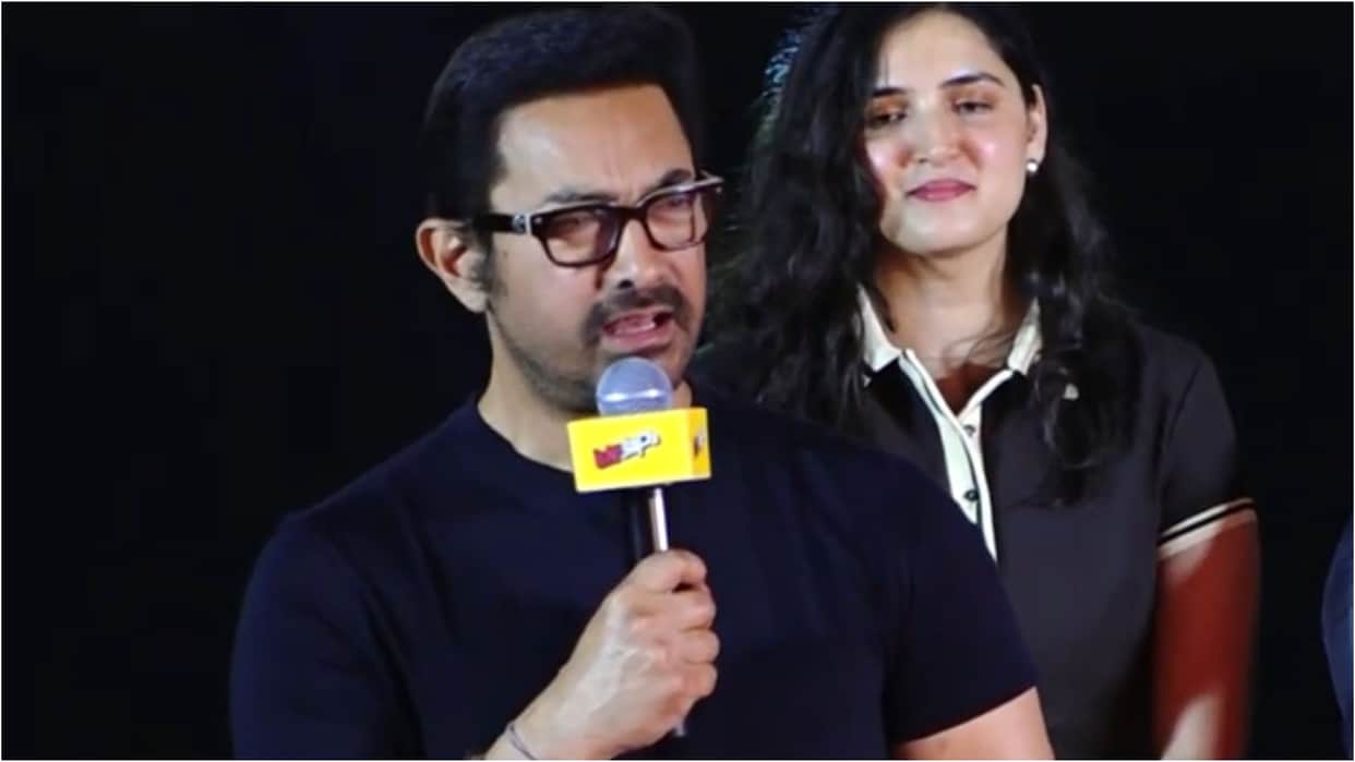 Aamir Khan Junaid Khan Khushi Kapoor Ashutosh Rana Kiku Sharda At The Trailer Launch Of Film Loveyapa