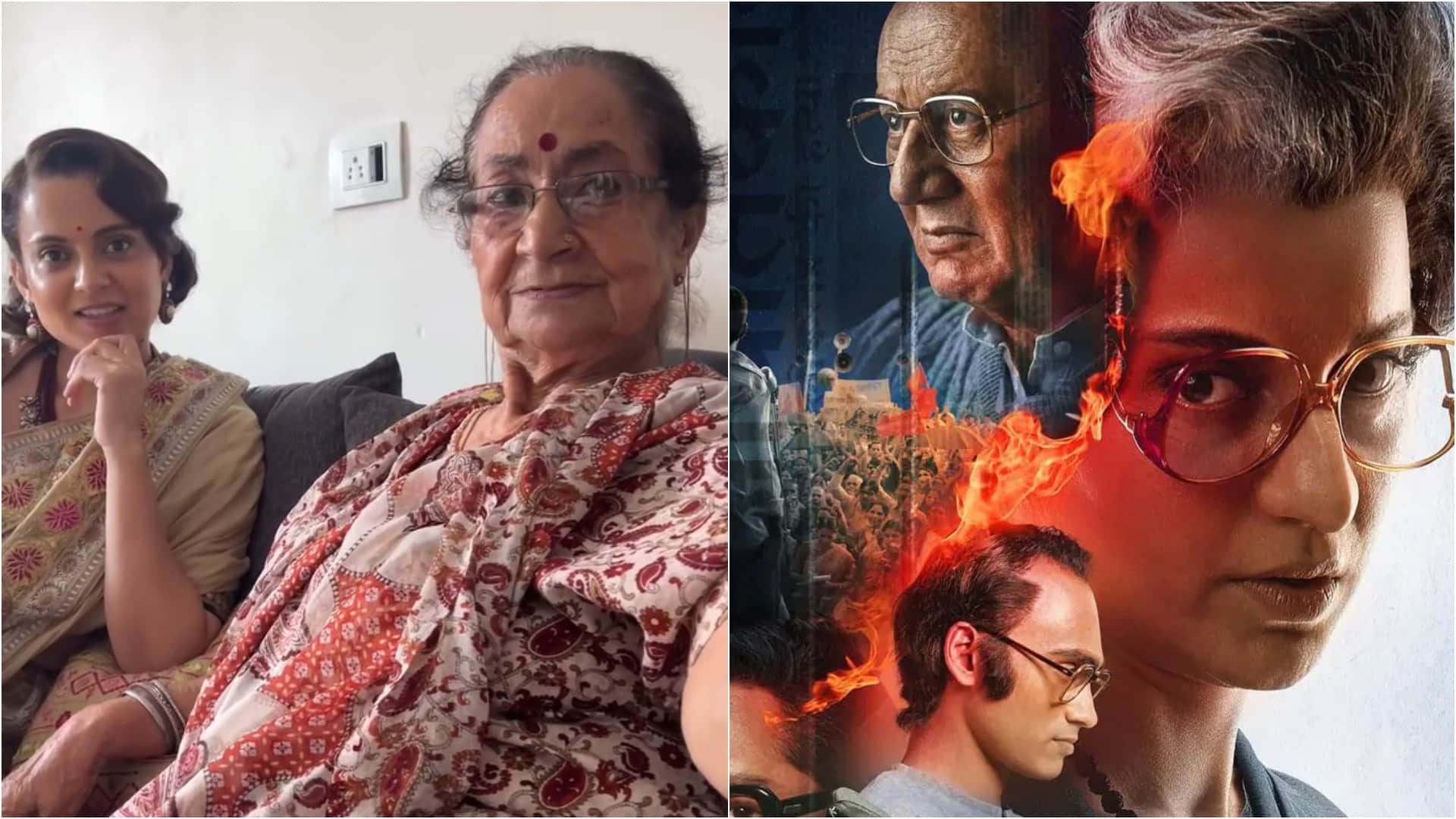 Actor and BJP MP kangana ranaut meets Anupam Kher Mother seeks blessings ahead Emergency Movie release