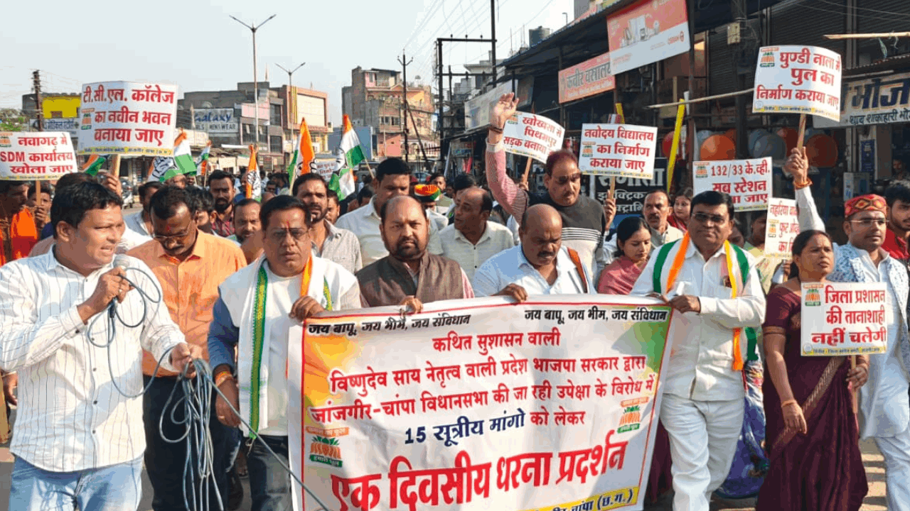 कांग्रेस ने किया धरना प्रदर्शन