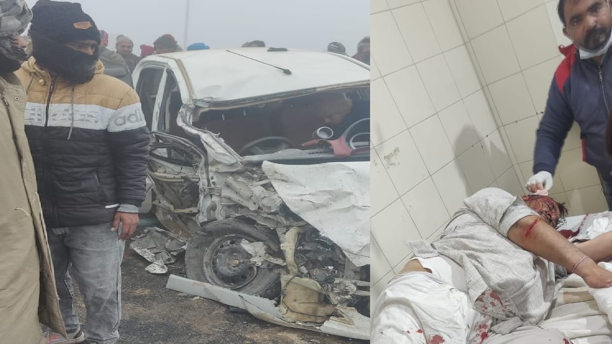 Due to heavy fog in Dabwali of Sirsa, a car collided with a truck, five injured