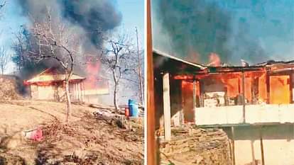 Himachal News A two-storey house turned to ashes due to cylinder explosion in Banibasa