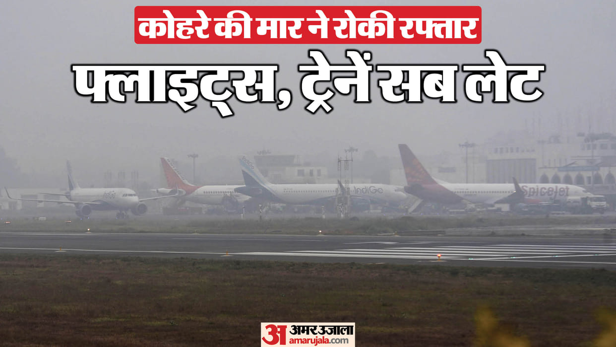Weather Update Fog Disruption Over 100 Flights Delayed at Delhi Airport Trains Affected News in Hindi