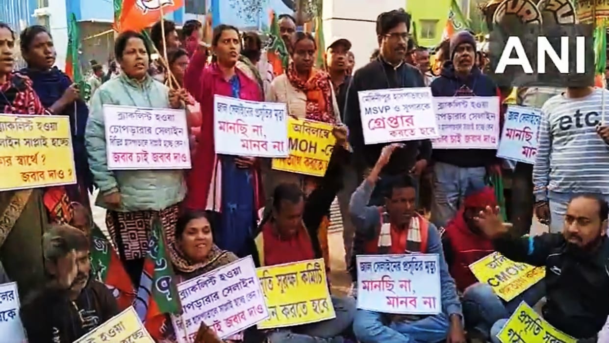 West Bengal: BJP protests outside Midnapore hospital after death pregnant woman, accuses doctors of negligence