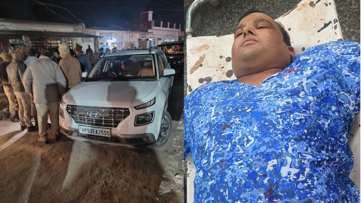 In Gorakhpur last night, miscreants who came in two Fortuners opened fire, the youth in the car got injured.