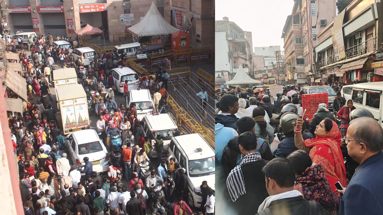Traffic jam on Vishwashvarganj road remained till street after route diversion in varanasi