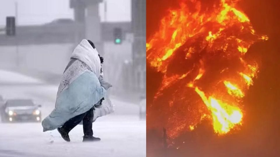 Snowstorm in Atlanta US froze roads in Texas and Oklahoma wildfire crisis still persists in Los Angeles