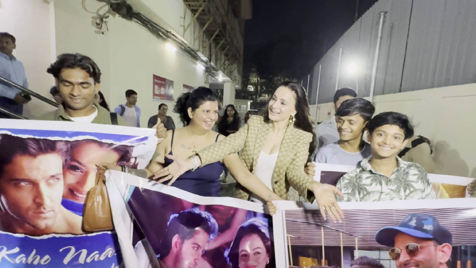 ameesha patel at kaho naa pyaar hai film screening and 25 years in industry with parents brother ashmit patel