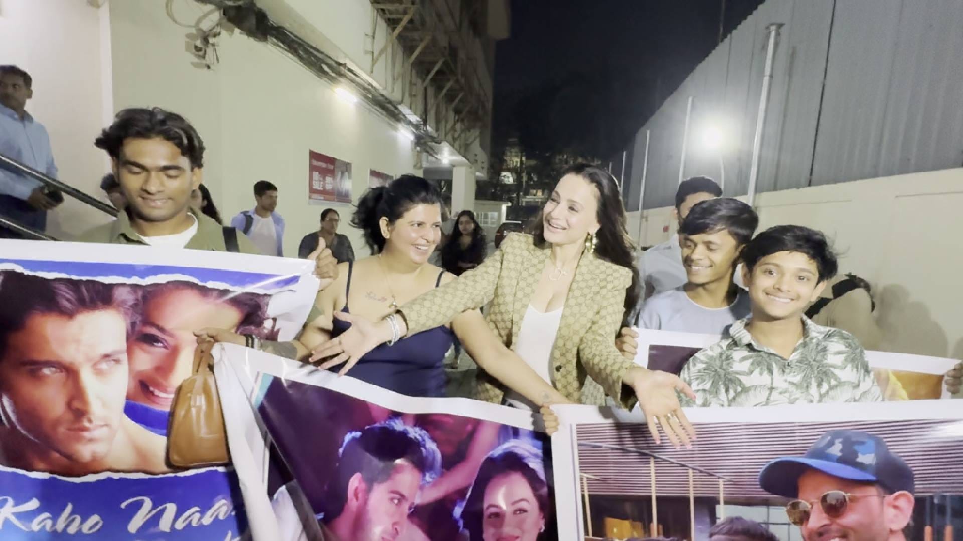 ameesha patel at kaho naa pyaar hai film screening and 25 years in industry with parents brother ashmit patel