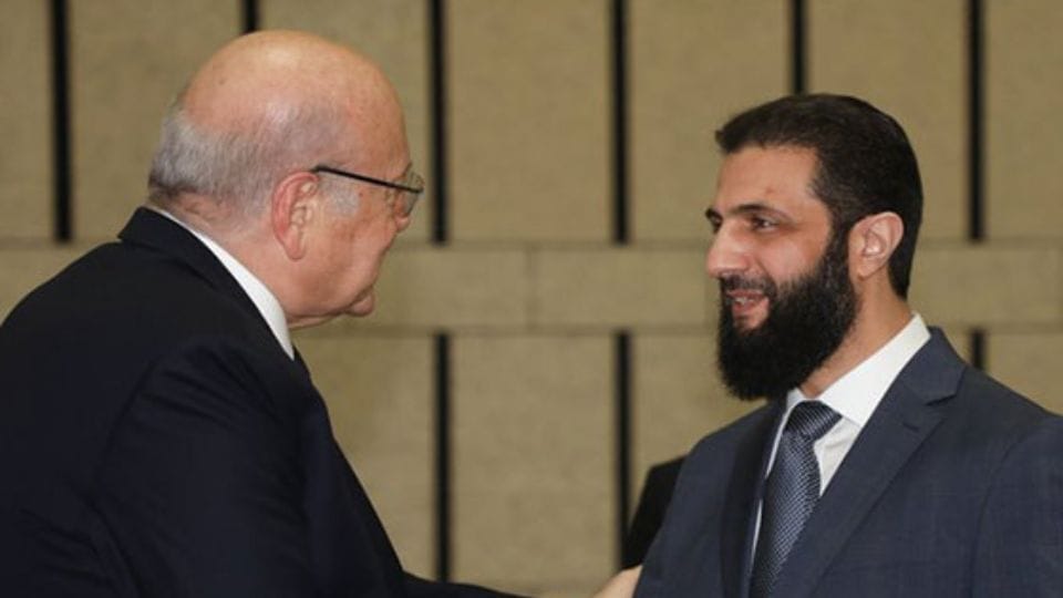 Lebanese PM Najib Mikati meets Syrian leader Ahmed al-Shara discusses ways to return refugees home