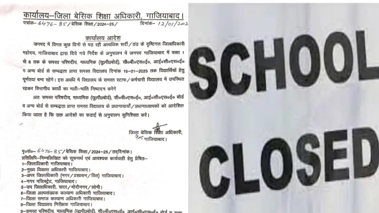 Ghaziabad School from class 1 to 8 will remain closed till January 18, DM issued order