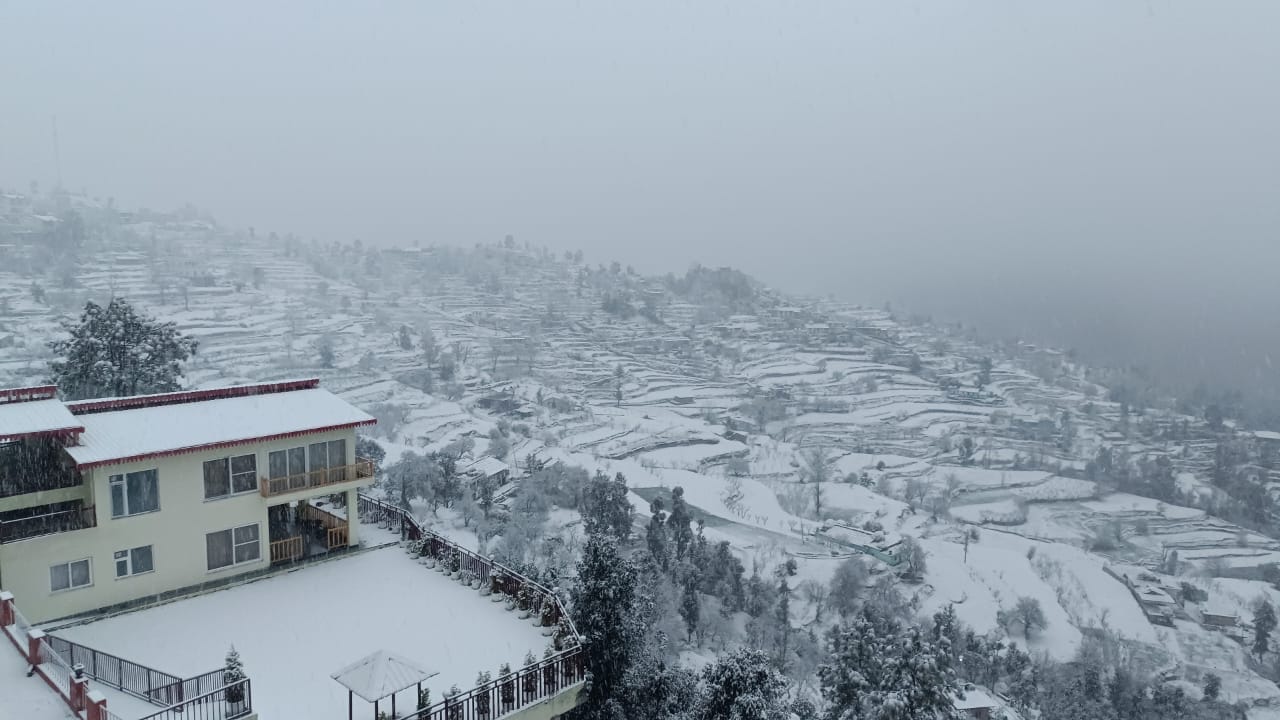 Uttarakhand News First snowfall of year in Nainital enchanting view of valleys wrapped in white sheet Photos