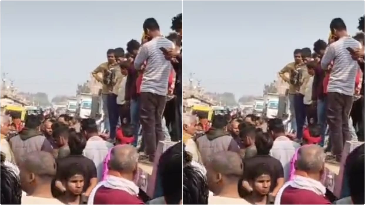Darbhanga: Uncontrolled truck ran over 3 students riding a bike on highway, two died; people blocked road