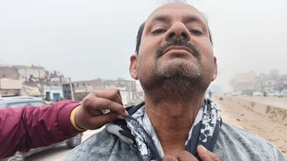 Chinese Manjha reached neck cutting jacket sweater muffler young man narrowly escaped