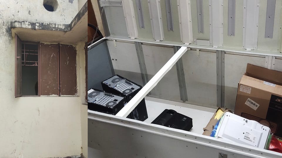 Theft in Block Education Officer's office thieves broke in by cutting window stole computer