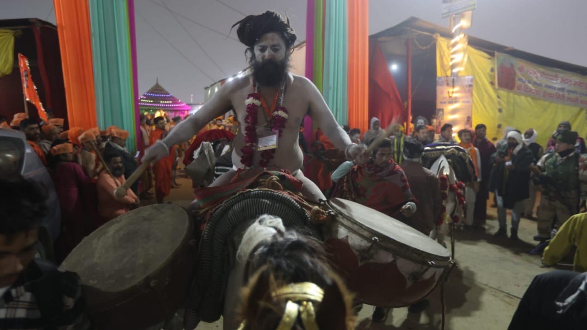 MahaKumbh 2025 Naga Sadhus Display Traditional Martial Arts and Discipline During First Amrit Snan