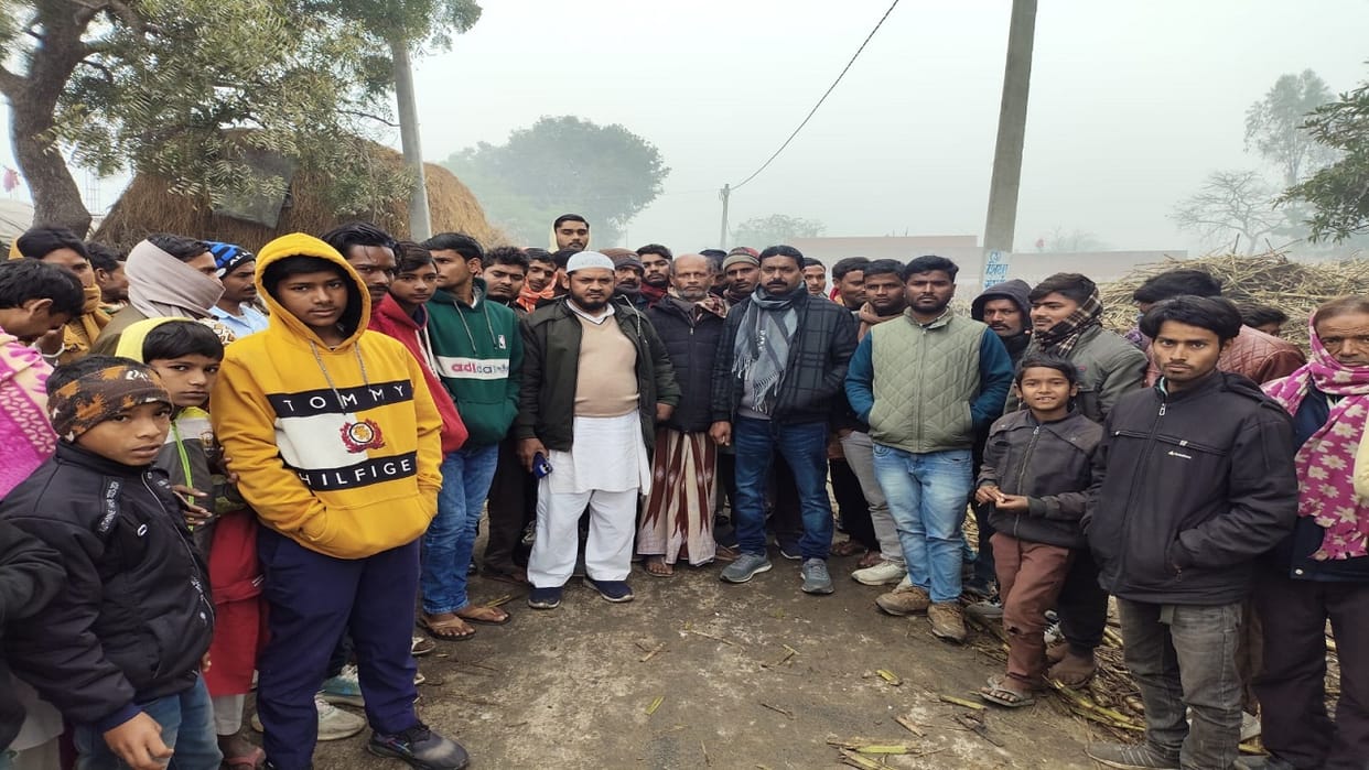 Villagers protest after the death of three children demanding removal of sugarcane centre in Lakhimpur kheri