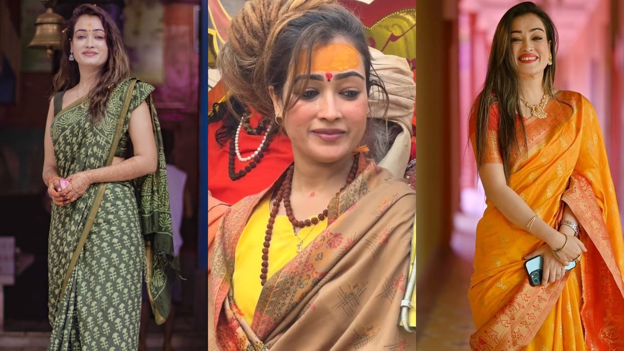 maha kumbh 2025 influencer Harsha Richariya saree look viral on social media disprj