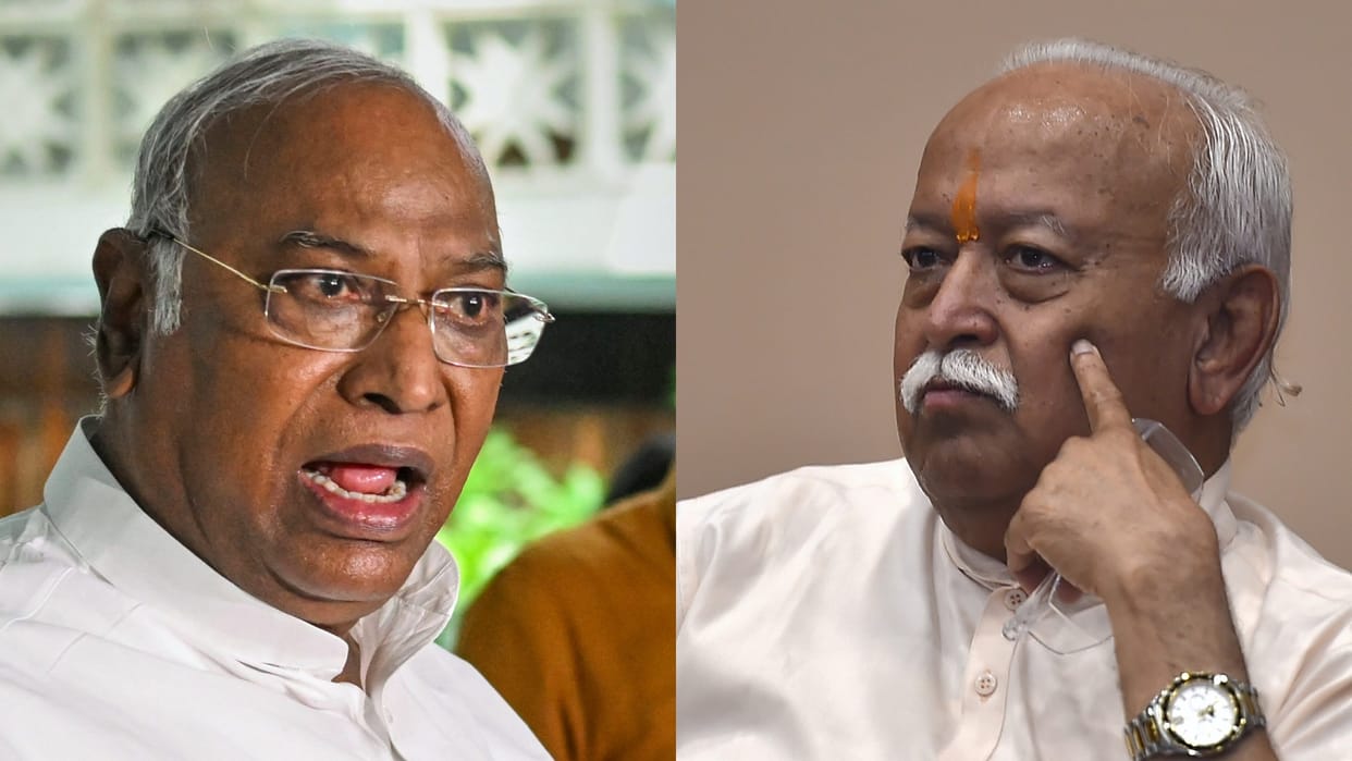 Mallikarjun Kharge condemns Mohan Bhagwat independence remark news in hindi