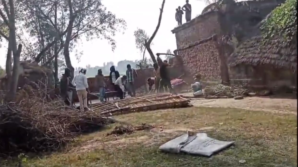 Former Pradhan destructed the house of a woman in Ikauna in Shravasti.
