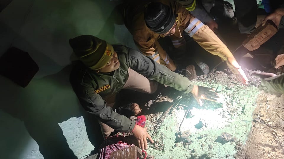 Mother and daughters got buried under the falling ceiling of room rescue team saved their lives