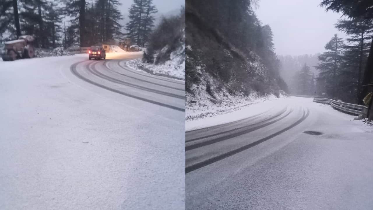 Himachal Weather: high altitude areas again covered in white sheet of snow, rain in many lower areas, see phot