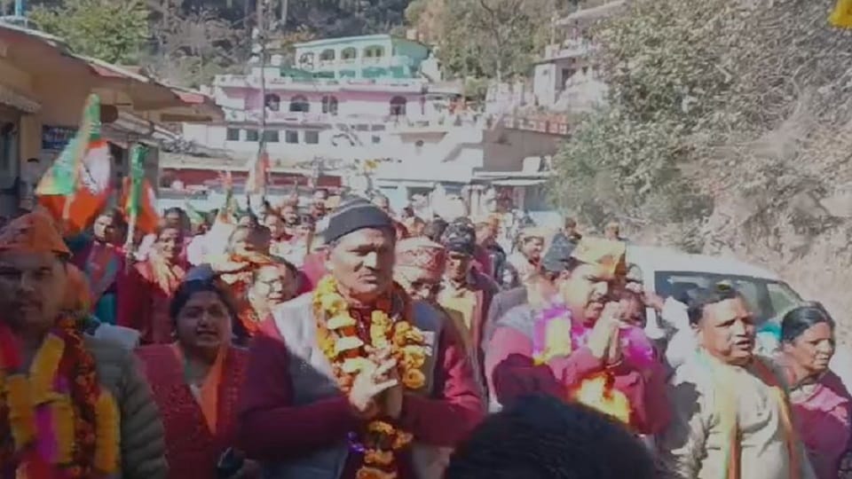 Uttarakhand Nikay Chunav: BJP road show in Simli Karnaprayag