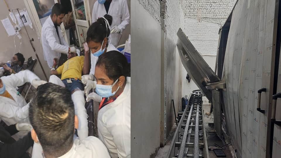 boiler blast in Agra bakery factory 14 workers badly burnt kept writhing in pain on road