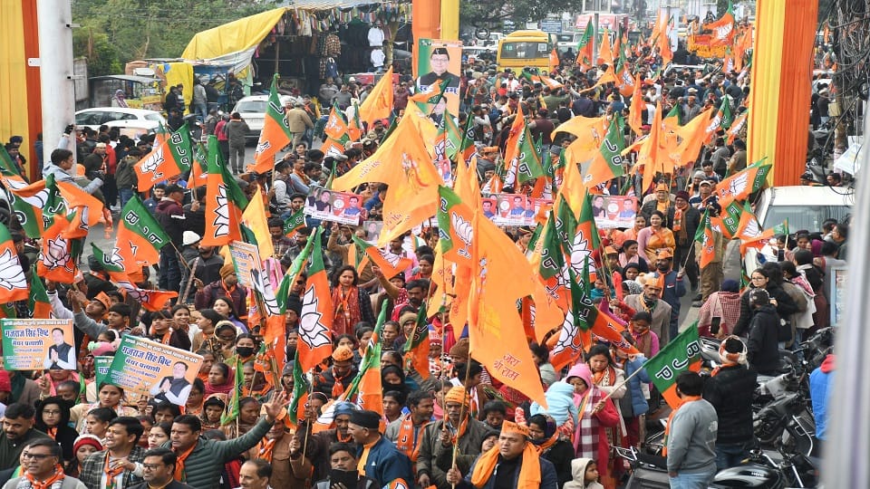CM pushkar singh dhami road show in haldwani