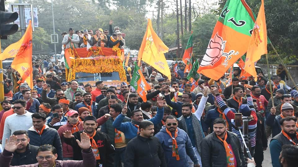 CM pushkar singh dhami road show in haldwani