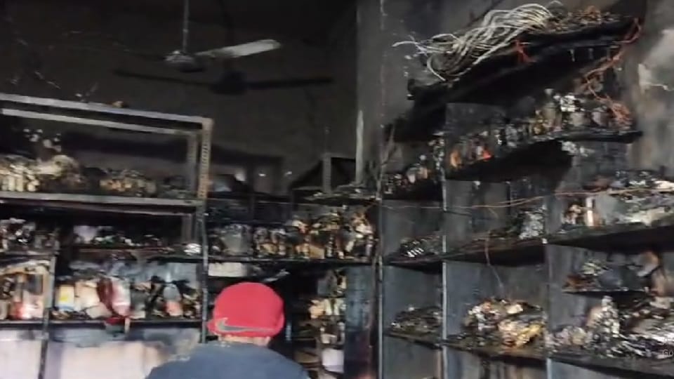 Fire broke out in a medical store in Banpur market late night in Lalitpur