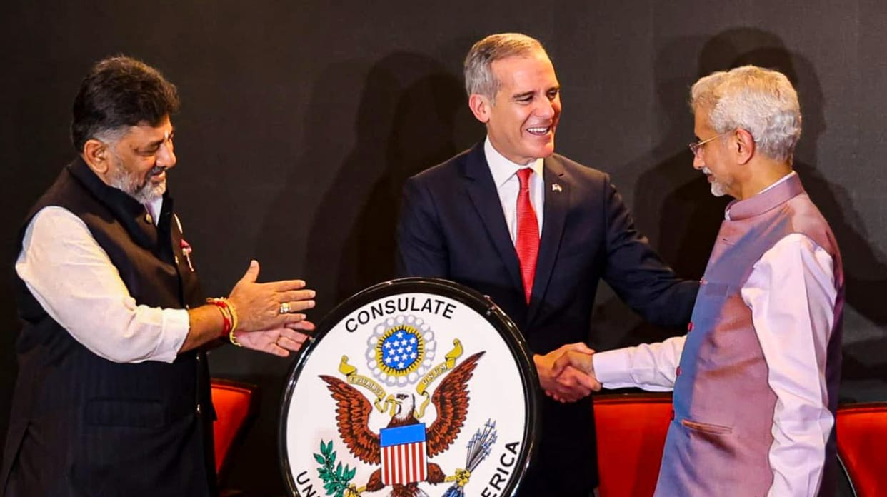 Jaishankar, US Ambassador Eric Garcetti and DK Shivakumar inaugurate the US Consulate in Bengaluru