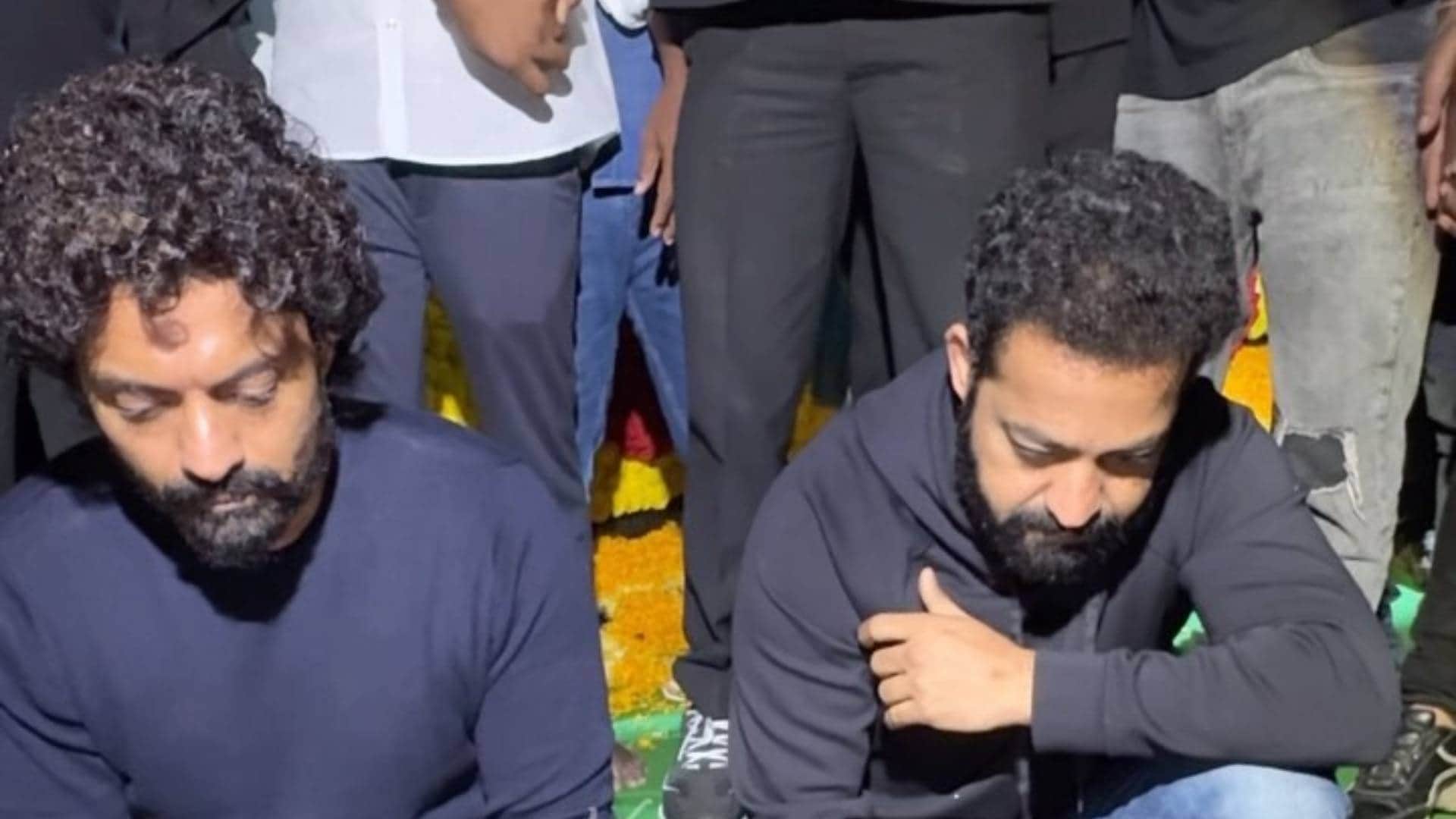 Jr NTR visited the NTR Ghat to offer his prayers to his late grandfather on his 29th death anniversary