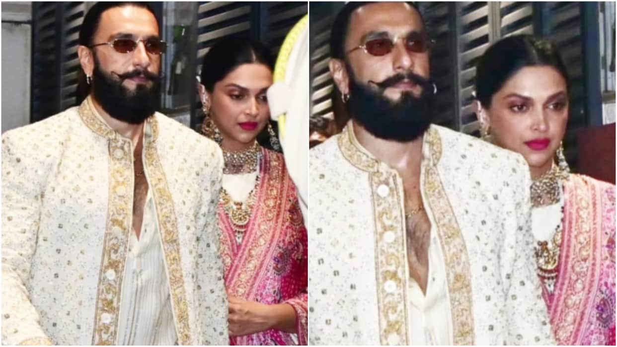 Ranveer Singh and Deepika Padukone Spotted in Cousin Wedding festivities looking awesome in traditional outfit