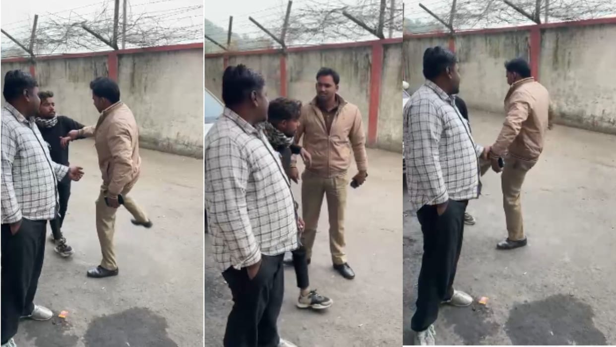 Video viral of constable beating youth in front of police station in sonbhadra