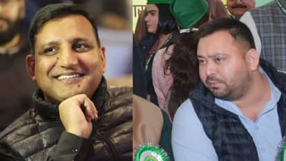 सांसद संजय यादव और नेता प्रतिपक्ष तेजस्वी यादव।