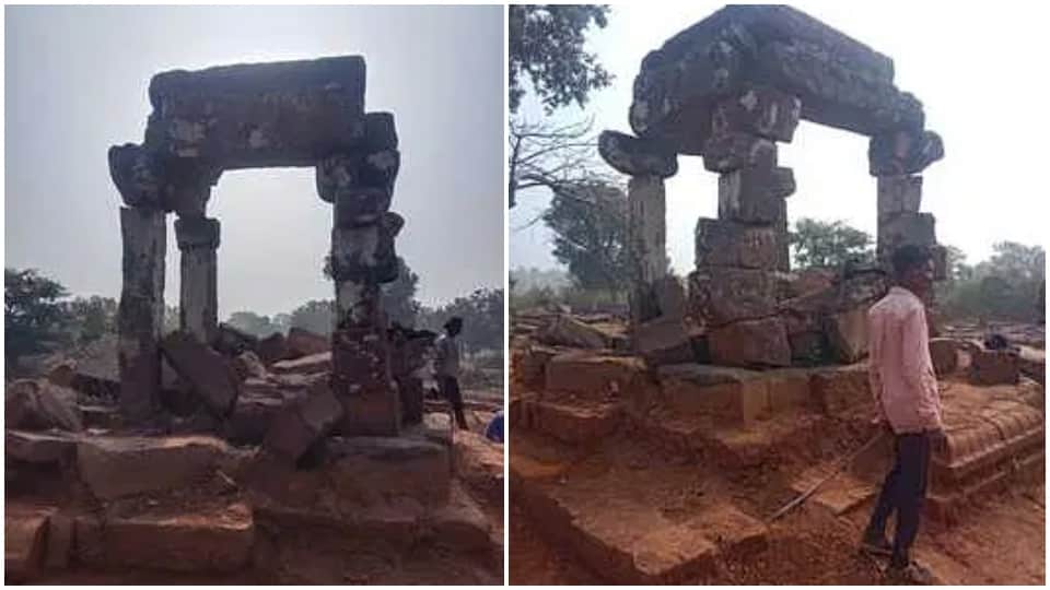 Damoh News Ancient Shiv Temple History Kalchuri Period Shiva Mandir Found in Doni Village Madhya Pradesh