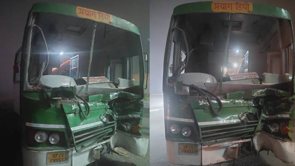 20 passengers injured when roadways bus collided with container while trying to save car in Raebareli